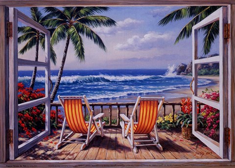Framed Tropical Terrace for Two Print