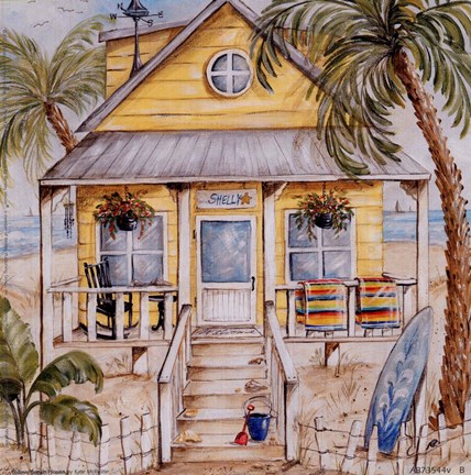 Framed Yellow Beach House Print