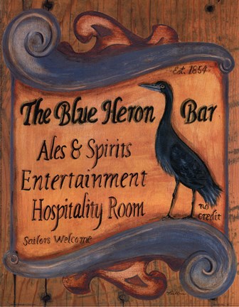 Framed Blue Heron Bar Print
