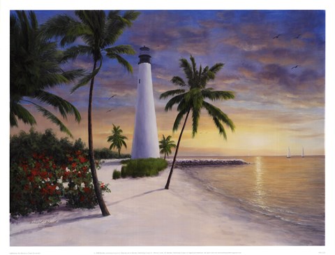 Framed Lighthouse - Key Biscayne Print