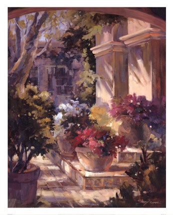 Framed Flowered Courtyard Print