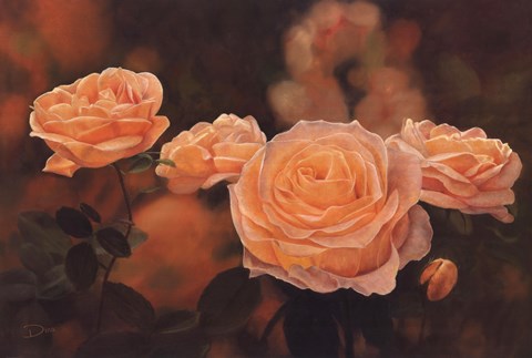 Framed Mandarin Heirloom Roses Print