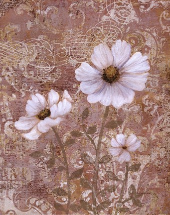Framed Lace Flowers II Print