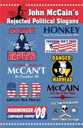 Framed John McCain&#39;s Rejected Political Slogans Print