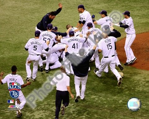 Framed Tampa Bay Rays celebrate Game 7 of the 2008 ALCS Print