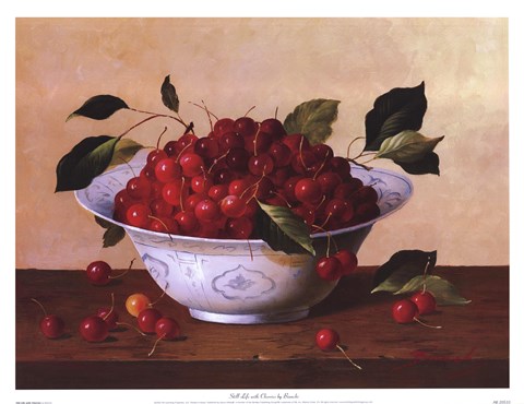 Framed Still Life With Cherries Print