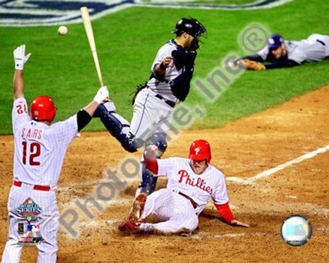 Framed Eric Bruntlett Game three of the 2008 MLB World Series Game Winning Run Print