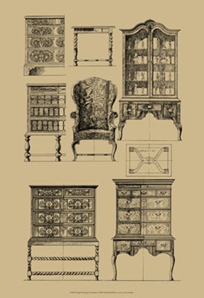 Framed English Baroque Furniture Print