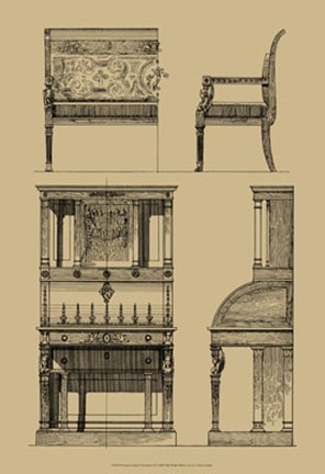 Framed French Empire Furniture I Print