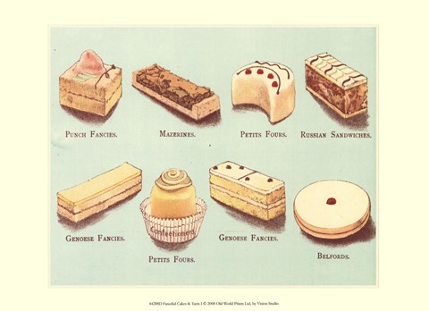 Framed Fanciful Cakes &amp; Tarts I Print