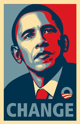 Framed RARE Obama Campaign Poster - CHANGE Print
