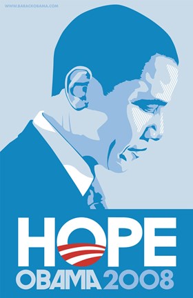Framed Barack Obama - (Profile, Blue) Campaign Poster Print