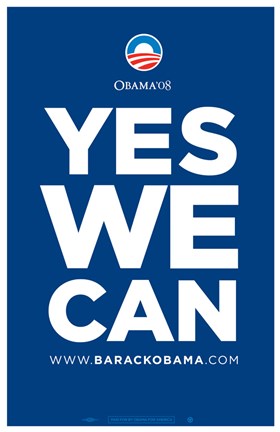 Framed Barack Obama - (Yes We Can - Blue) Campaign Poster Print