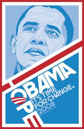 Framed Barack Obama - (Hope, Blue) Campaign Poster Print