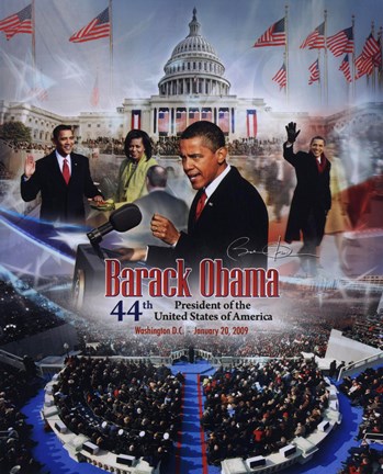 Framed 2009 Barack Obama Inaugural Portrait Plus Print
