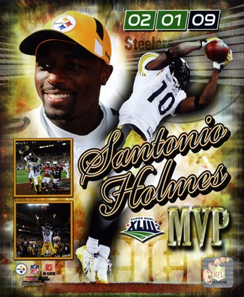 Framed Santonio Holmes Super Bowl XLIII MVP Portrait Plus #36 Print