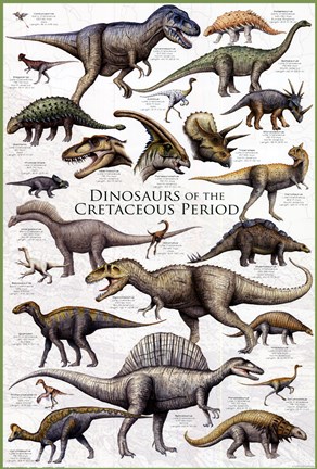 Framed Dinosaurs - Cretaceous Period Print