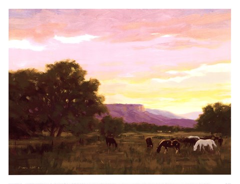 Framed Grazing Below The Mesa Print