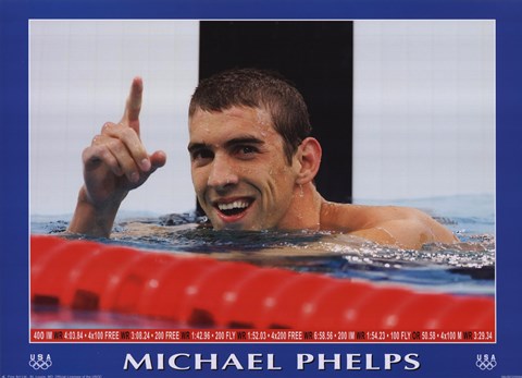 Framed Michael Phelps - Victory Print