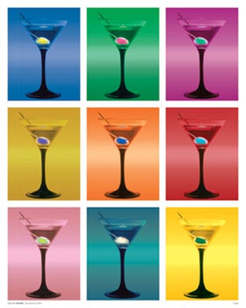 Framed Martini Glasses Print