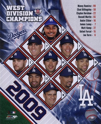 Framed 2009 Los Angeles Dodgers NL West Champions Team Composite Print
