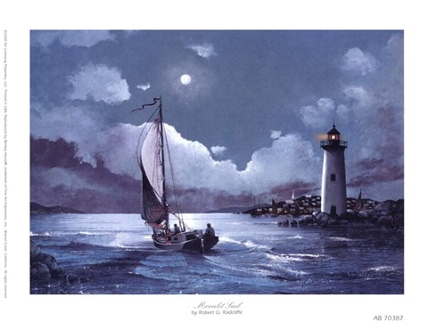 Framed Moonlit Sail Print