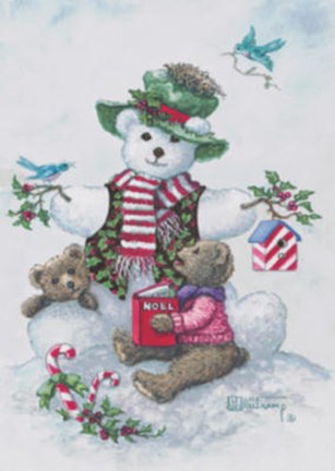 Framed Snowman Teddy Bear l Print