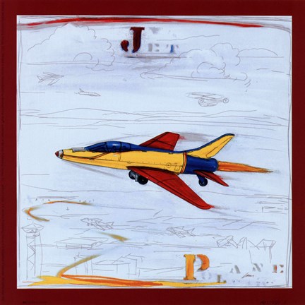 Framed Jet with Red Border Print