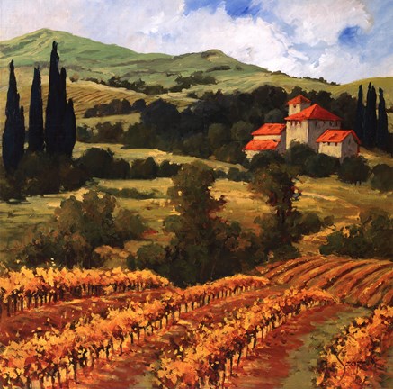 Framed Tuscan Monastery Amidst Autumn Print