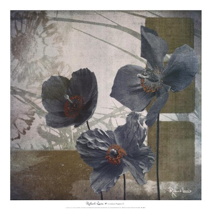 Framed Cerulean Poppies II Print