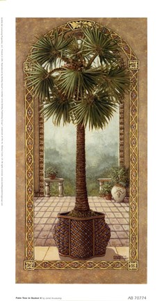 Framed Palm Tree In Basket ll Print