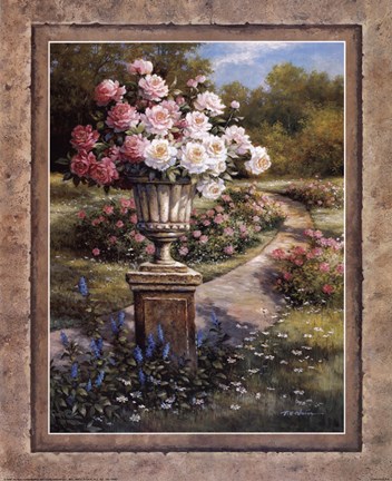 Framed Path with Flowers Print