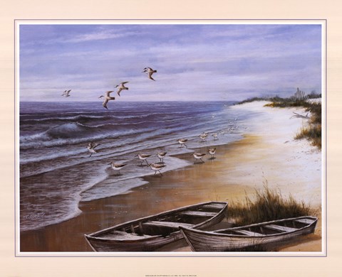 Framed Two Rowboats on Beach Print