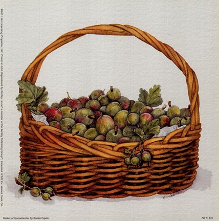 Framed Basket Of Gooseberries Print