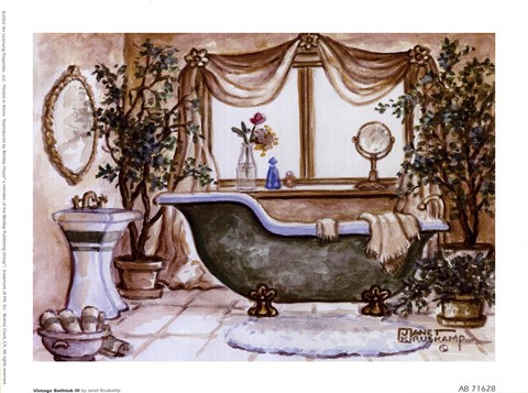 Framed Vintage Bathtub lll Print