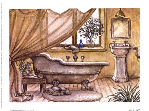 Framed Vintage Bathtub lV Print