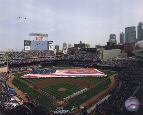 Framed Target Field 2010 Inaugural Game Print