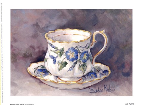 Framed Morning Glory Teacup Print