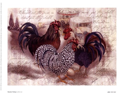 Framed Rooster Trinity Print