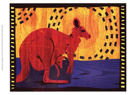 Framed Woodblock Kangaroo Print