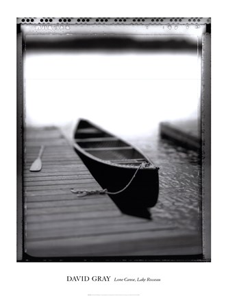 Framed Lone Canoe, Lake Rosseau Print