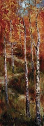 Framed Autumn Birch Path Print