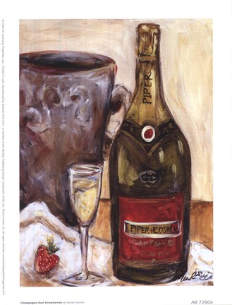 Framed Champagne And Strawberries Print