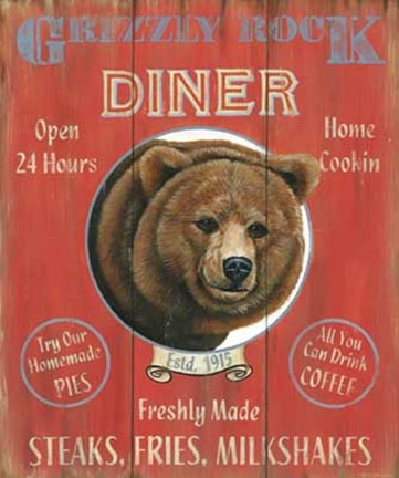 Framed Grizzly Rock Diner Print