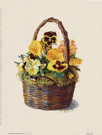 Framed Sunshine Pansy Basket Print