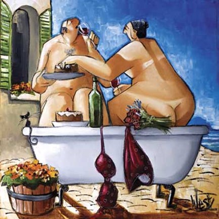 Framed Couple Bathing Print