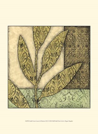 Framed Sm Green Leaves &amp; Patterns I (P) Print