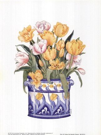 Framed Tub Of Tulips Print
