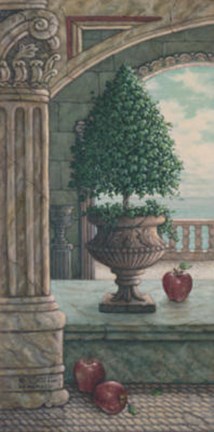 Framed Apple and Topiary Print