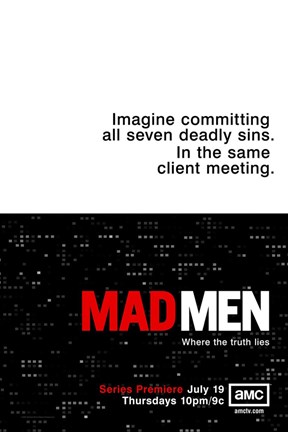 Framed Mad Men - imagine committing all seven deadly sins. Print